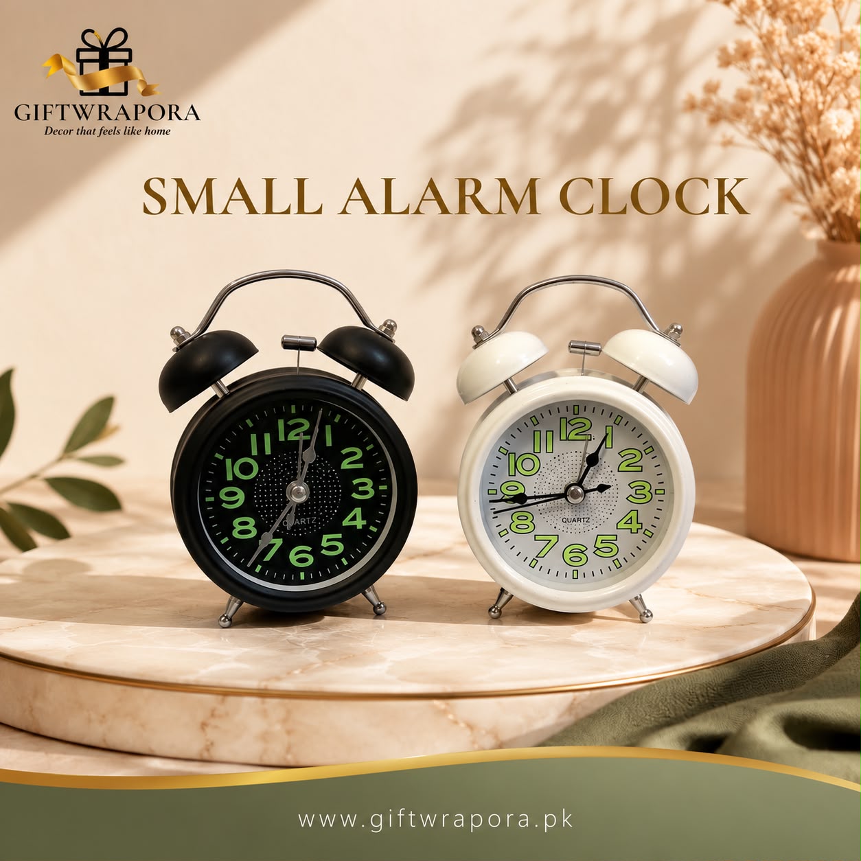 Premium Metal Twin Bell Alarm Clock – Classic Analog Bedside & Desk Clock for Home Decor