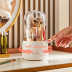 360° Rotating Makeup Brush Holder with Dustproof Lid