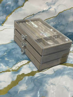 3-Drawer Clear Acrylic Jewellery Box with Velvet Trays
