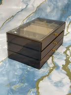 3-Drawer Wooden Jewellery Box with Clear Top