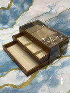 3-Drawer Wooden Jewellery Box with Clear Top