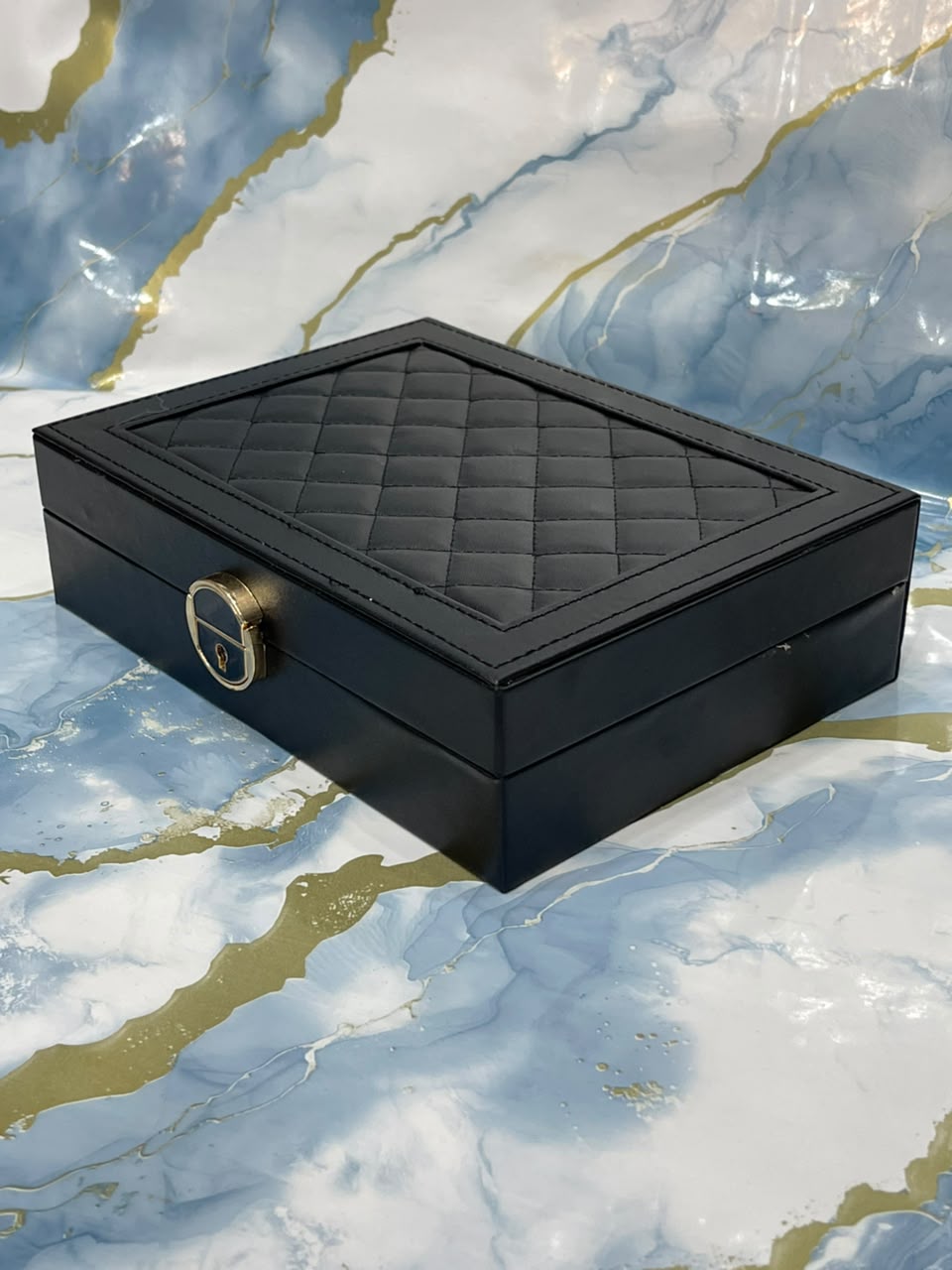 Key Lock Artificial Leather Jewellery Box Storage Organizer Case Rings Necklaces Earring Display Trunk Container Vanity Decor