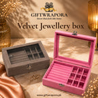 Velvet Jewellery Box with Clear Acrylic Lid