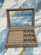 Velvet Jewellery Box with Clear Acrylic Lid