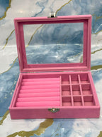 Velvet Jewellery Box with Clear Acrylic Lid