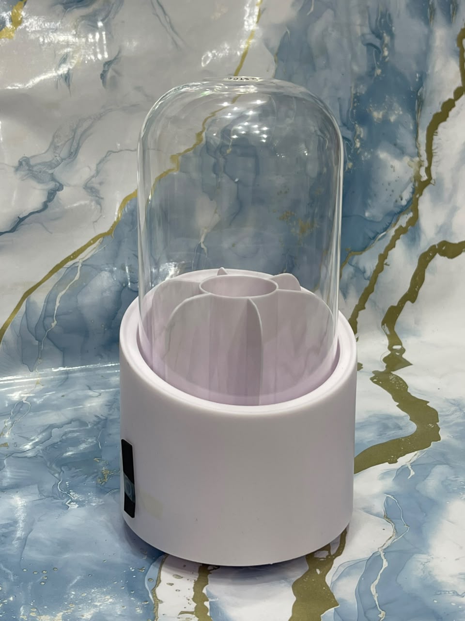 360 Rotating Plastic Makeup Brush Holder Dustproof Clear Lid Storage Organizer Multi Grid Vanity Countertop Container Box