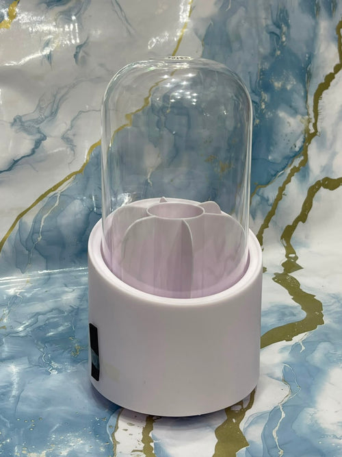 360 Rotating Plastic Makeup Brush Holder Dustproof Clear Lid Storage Organizer Multi Grid Vanity Countertop Container Box