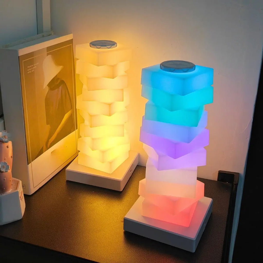 Modern Geometric Triangle Touch LED Lamp White and RGB Color Changing Rechargeable Bedside Table Ambient Nightstand Light