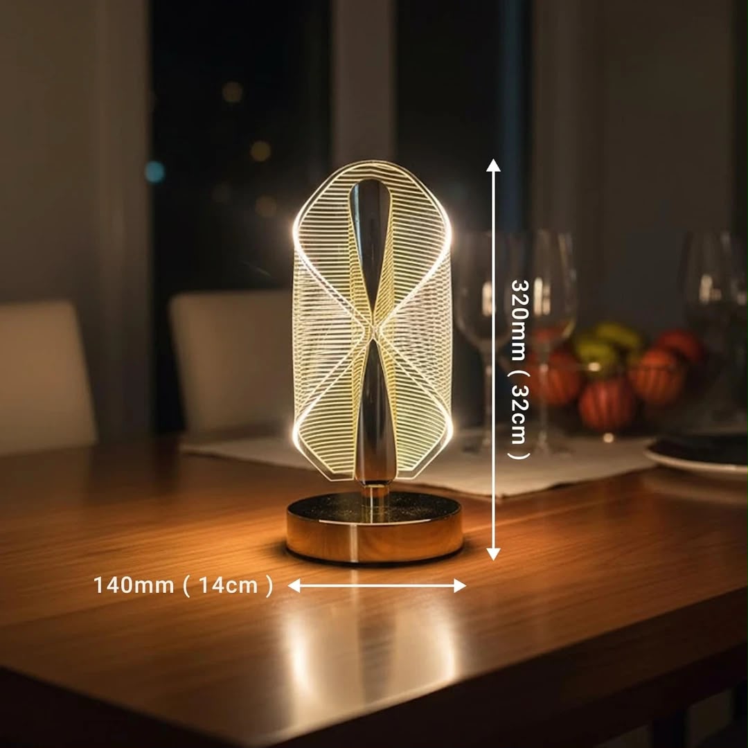 Modern Crystal Wave LED Table Lamp 3 Color Lighting Touch Control Rechargeable Bedside Nightstand Light Home Decor