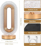 Rechargeable Oval Crystal Touch Table Lamp (3 Lighting Modes)