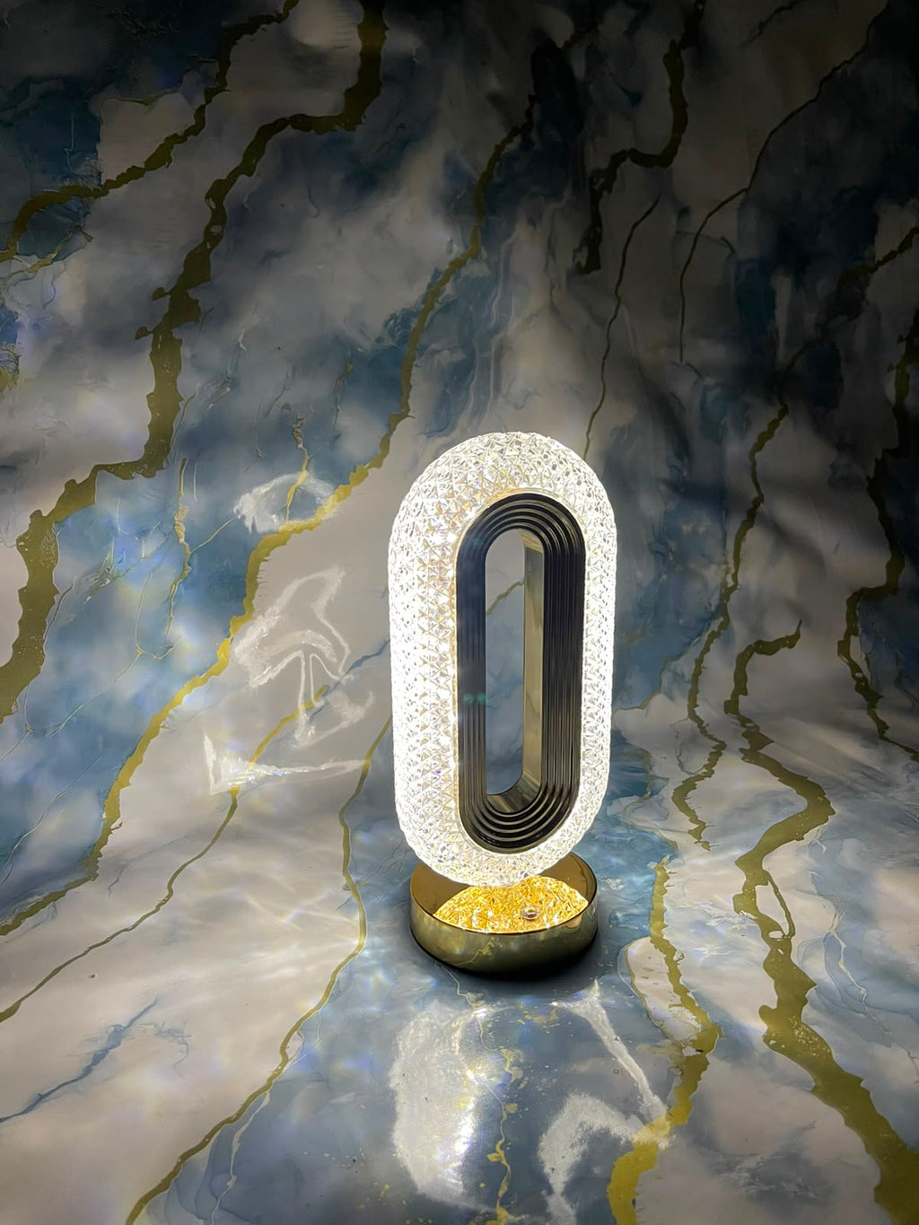 Modern Oval Crystal LED Table Lamp 3 Color Lighting Touch Control Rechargeable Bedside Nightstand Light Home Decor