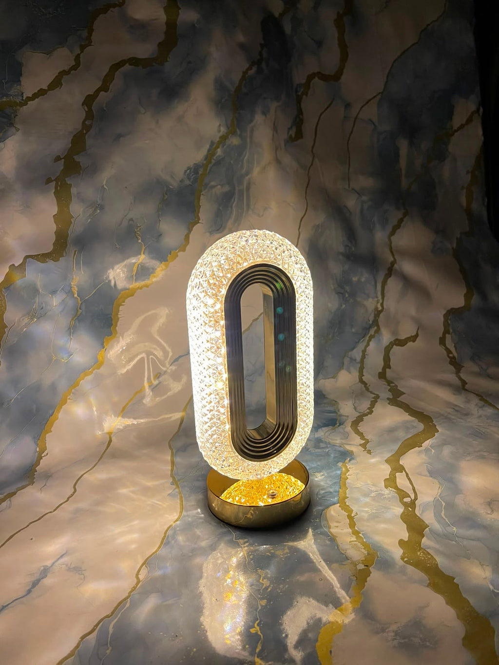 Modern Oval Crystal LED Table Lamp 3 Color Lighting Touch Control Rechargeable Bedside Nightstand Light Home Decor