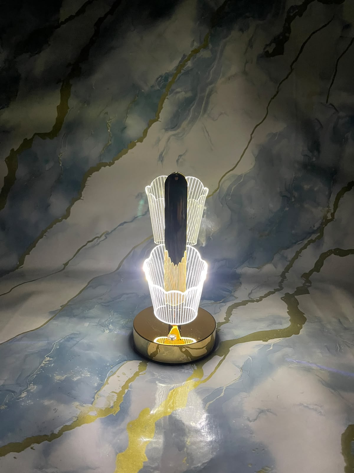 Modern Crystal Flower LED Table Lamp 3 Color Lighting Touch Control Rechargeable Bedside Nightstand Light Home Decor