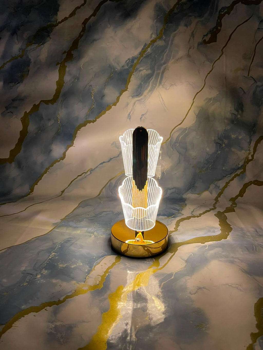 Modern Crystal Flower LED Table Lamp 3 Color Lighting Touch Control Rechargeable Bedside Nightstand Light Home Decor