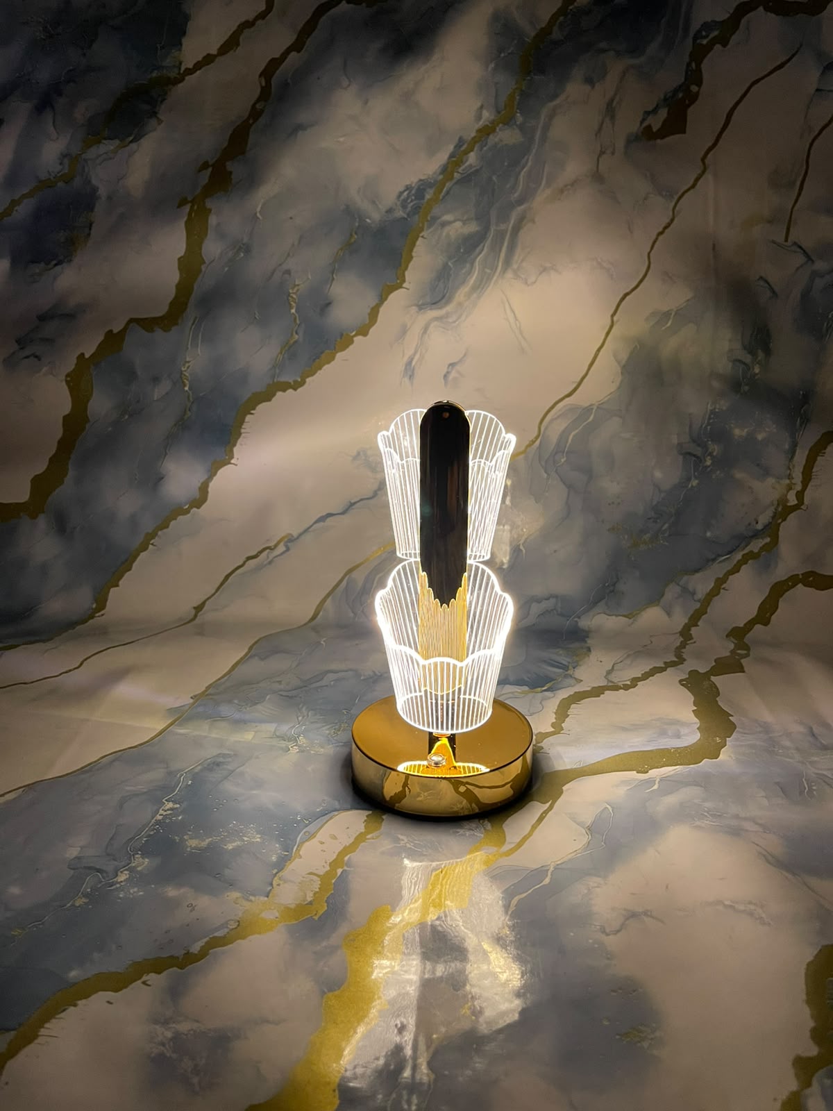 Modern Crystal Flower LED Table Lamp 3 Color Lighting Touch Control Rechargeable Bedside Nightstand Light Home Decor