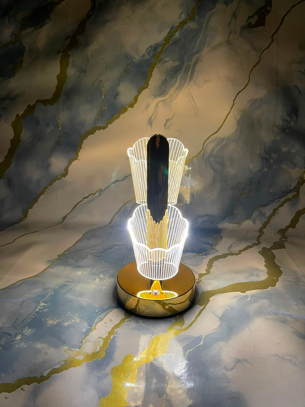 Modern Crystal Flower LED Table Lamp 3 Color Lighting Touch Control Rechargeable Bedside Nightstand Light Home Decor