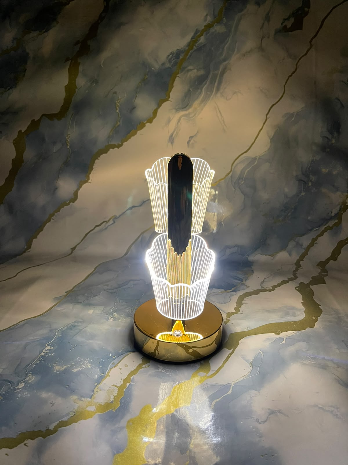 Modern Crystal Flower LED Table Lamp 3 Color Lighting Touch Control Rechargeable Bedside Nightstand Light Home Decor
