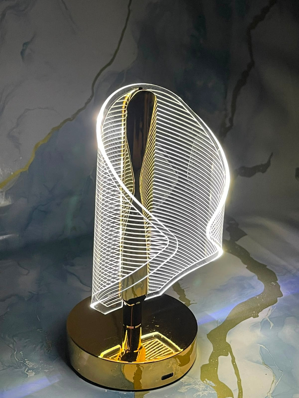 Modern Crystal Wave LED Table Lamp 3 Color Lighting Touch Control Rechargeable Bedside Nightstand Light Home Decor