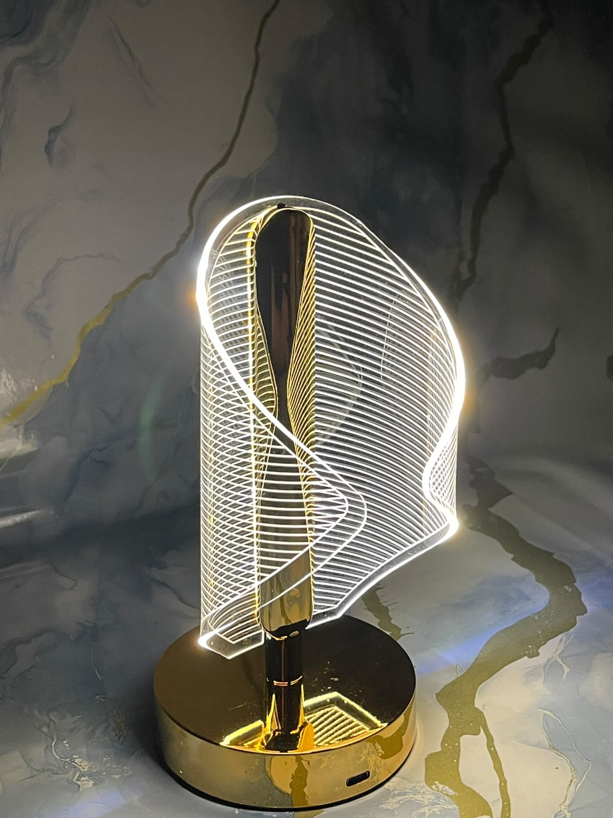 Modern Crystal Wave LED Table Lamp 3 Color Lighting Touch Control Rechargeable Bedside Nightstand Light Home Decor