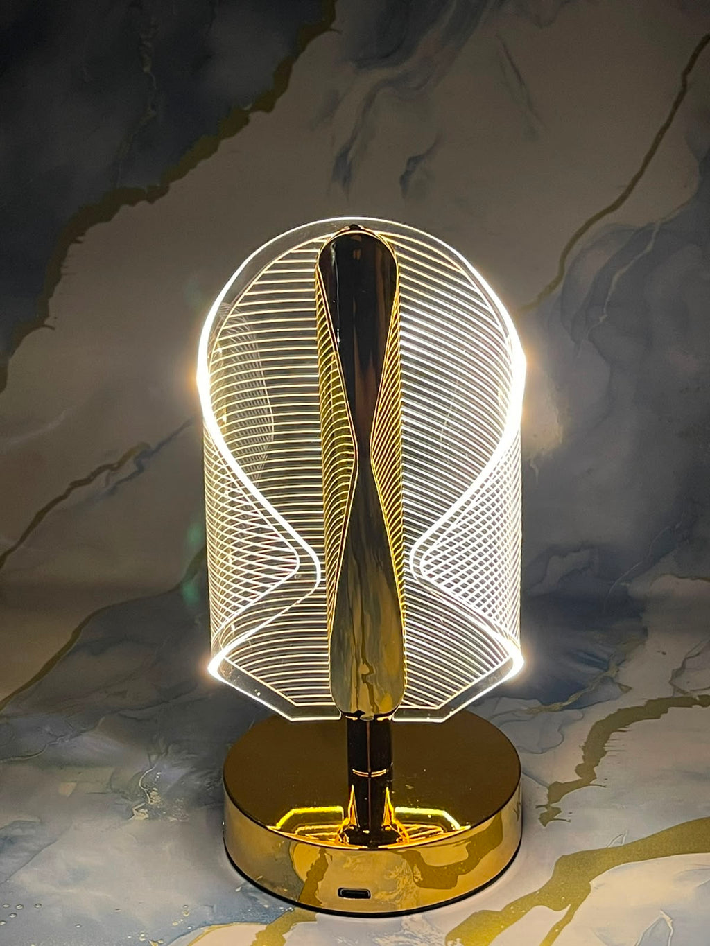 Modern Crystal Wave LED Table Lamp 3 Color Lighting Touch Control Rechargeable Bedside Nightstand Light Home Decor