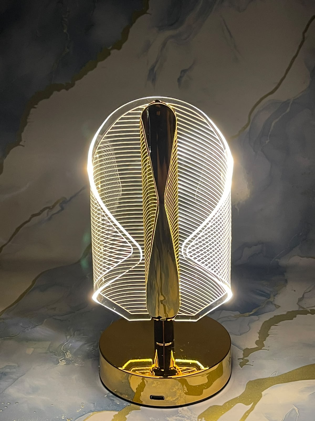 Modern Crystal Wave LED Table Lamp 3 Color Lighting Touch Control Rechargeable Bedside Nightstand Light Home Decor