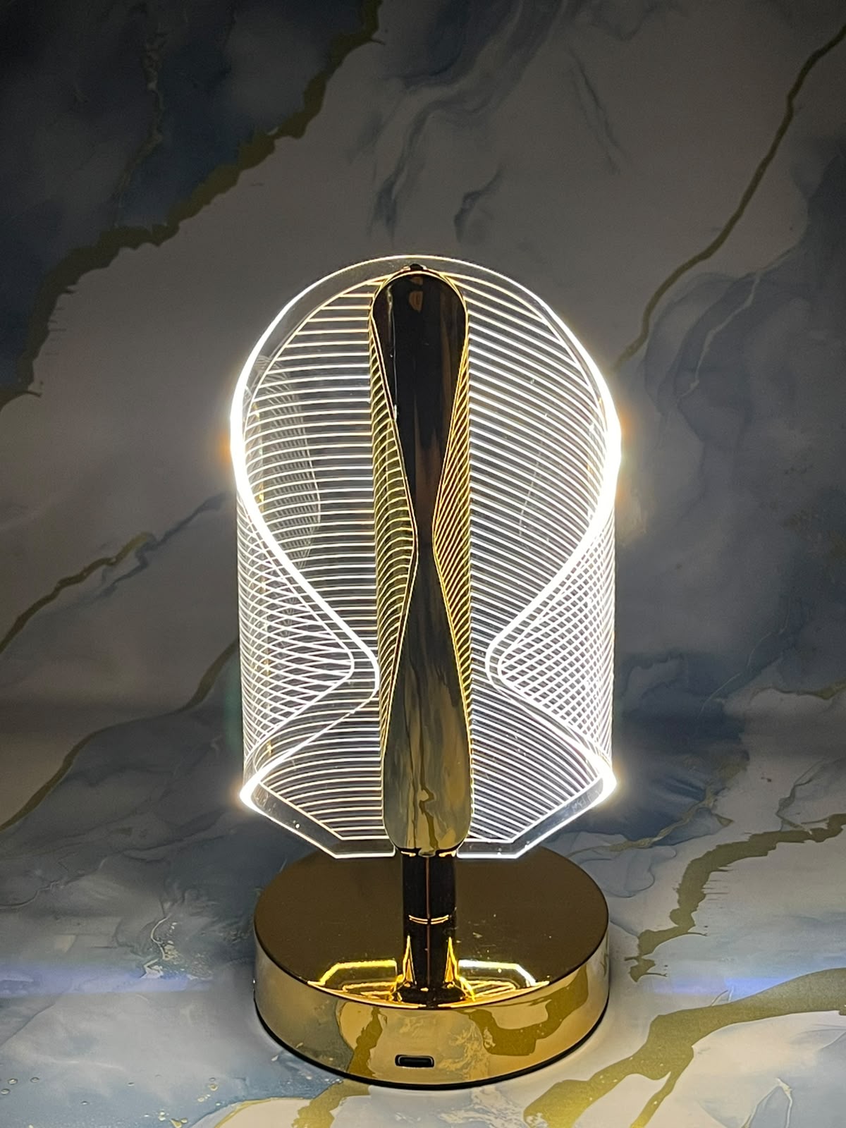 Modern Crystal Wave LED Table Lamp 3 Color Lighting Touch Control Rechargeable Bedside Nightstand Light Home Decor