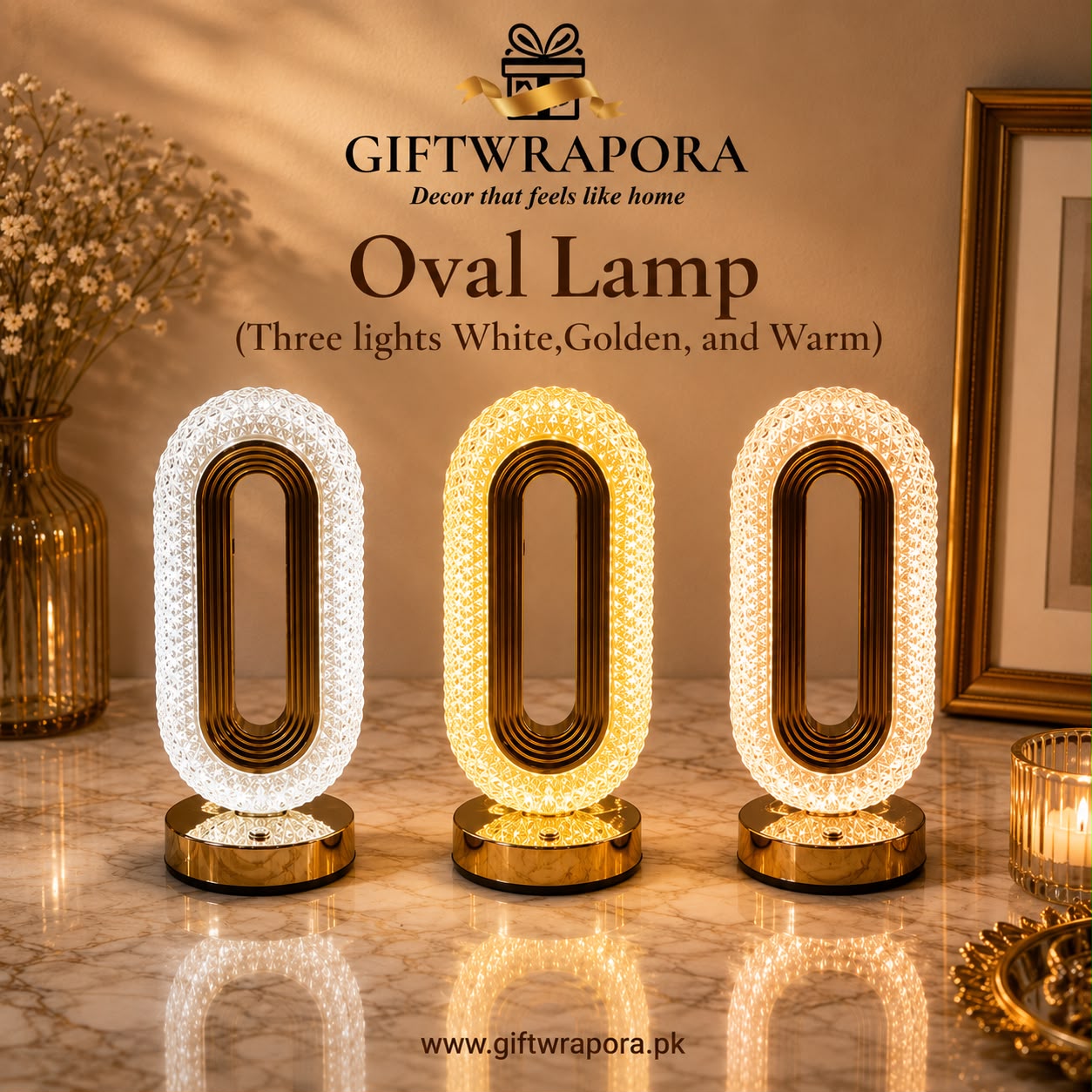 Modern Oval Crystal LED Table Lamp 3 Color Lighting Touch Control Rechargeable Bedside Nightstand Light Home Decor