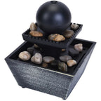 Modern Sphere Tabletop Water Fountain with Natural River Rocks