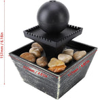 Modern Sphere Tabletop Water Fountain with Natural River Rocks