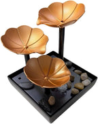 Modern 3-Leaf Golden Tabletop Water Fountain with LED Light