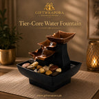 Modern 3-Tier Bronze Tabletop Water Fountain with LED Light