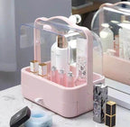 Compact Capsule Cosmetic Organizer with Clear Lid & Drawer