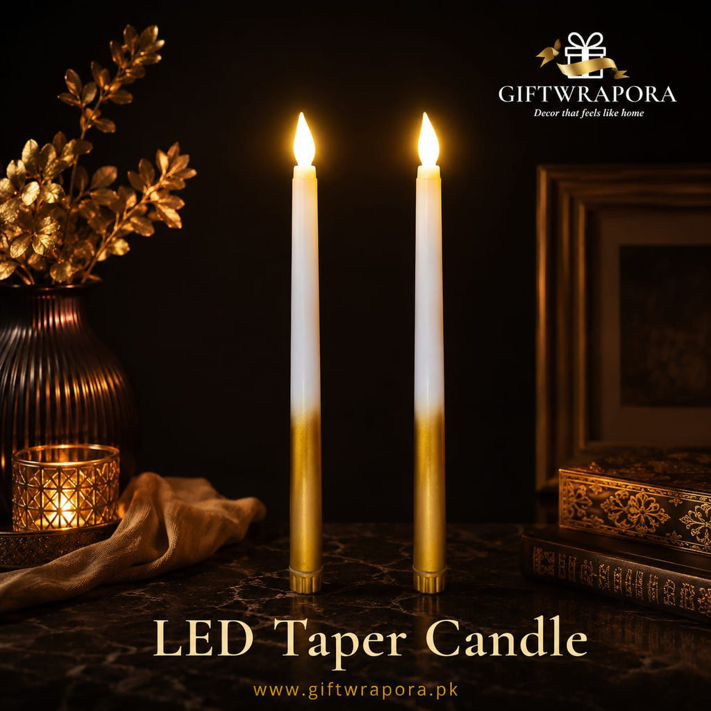 Gold Dipped Flameless LED Taper Candles (Set of 2)