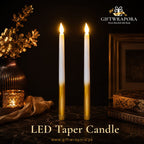 Gold Dipped Flameless LED Taper Candles (Set of 2)