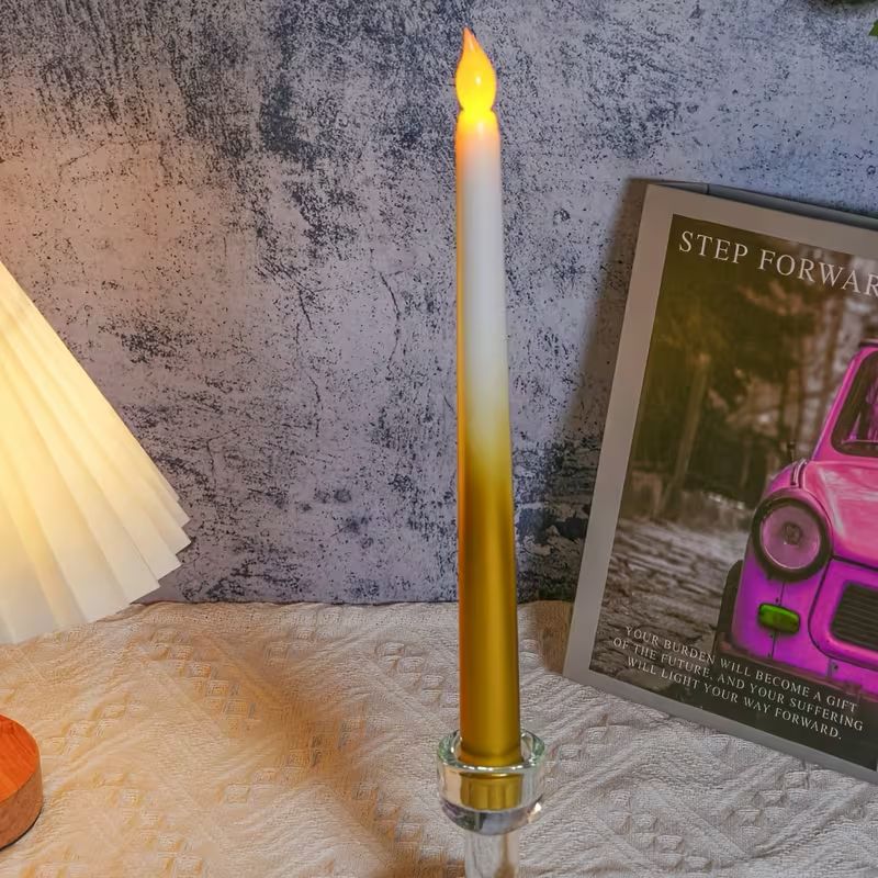 Gold Dipped Flameless LED Taper Candles (Set of 2)