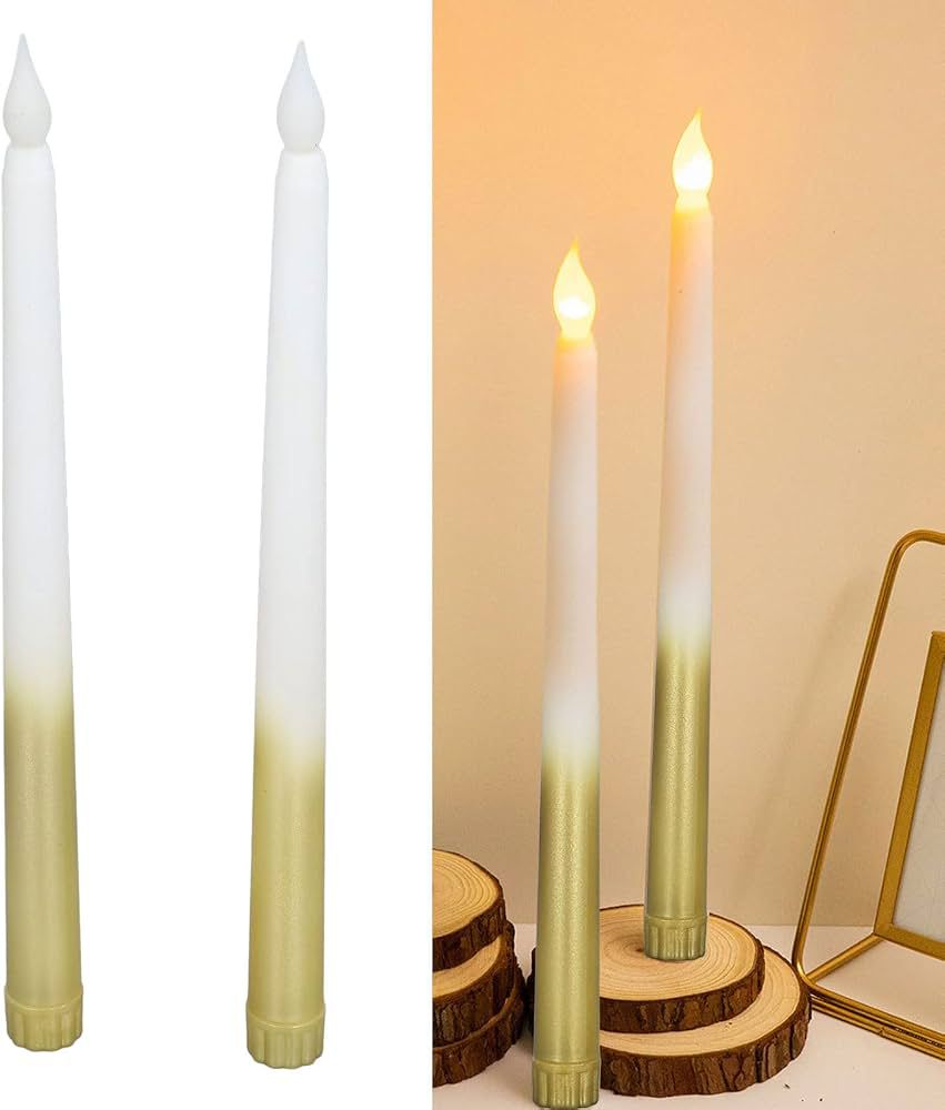 Gold Dipped Flameless LED Taper Candles (Set of 2)