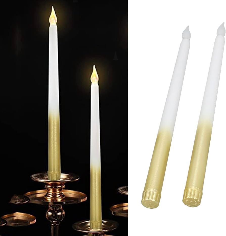 Gold Dipped Flameless LED Taper Candles (Set of 2)