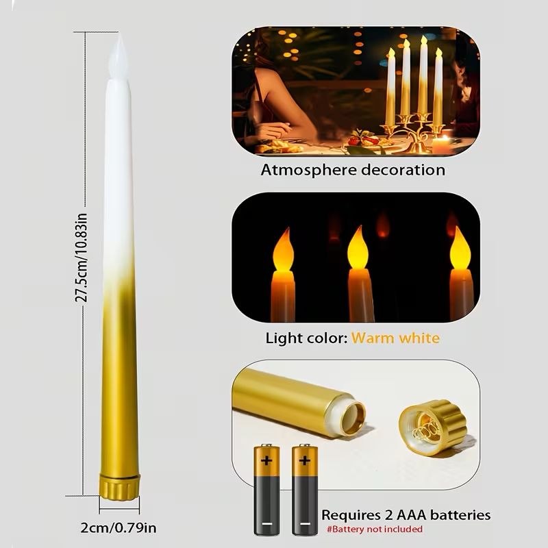 Gold Dipped Flameless LED Taper Candles (Set of 2)