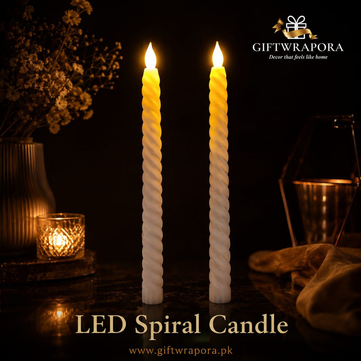 Spiral Flameless LED Taper Candles (Set of 2)