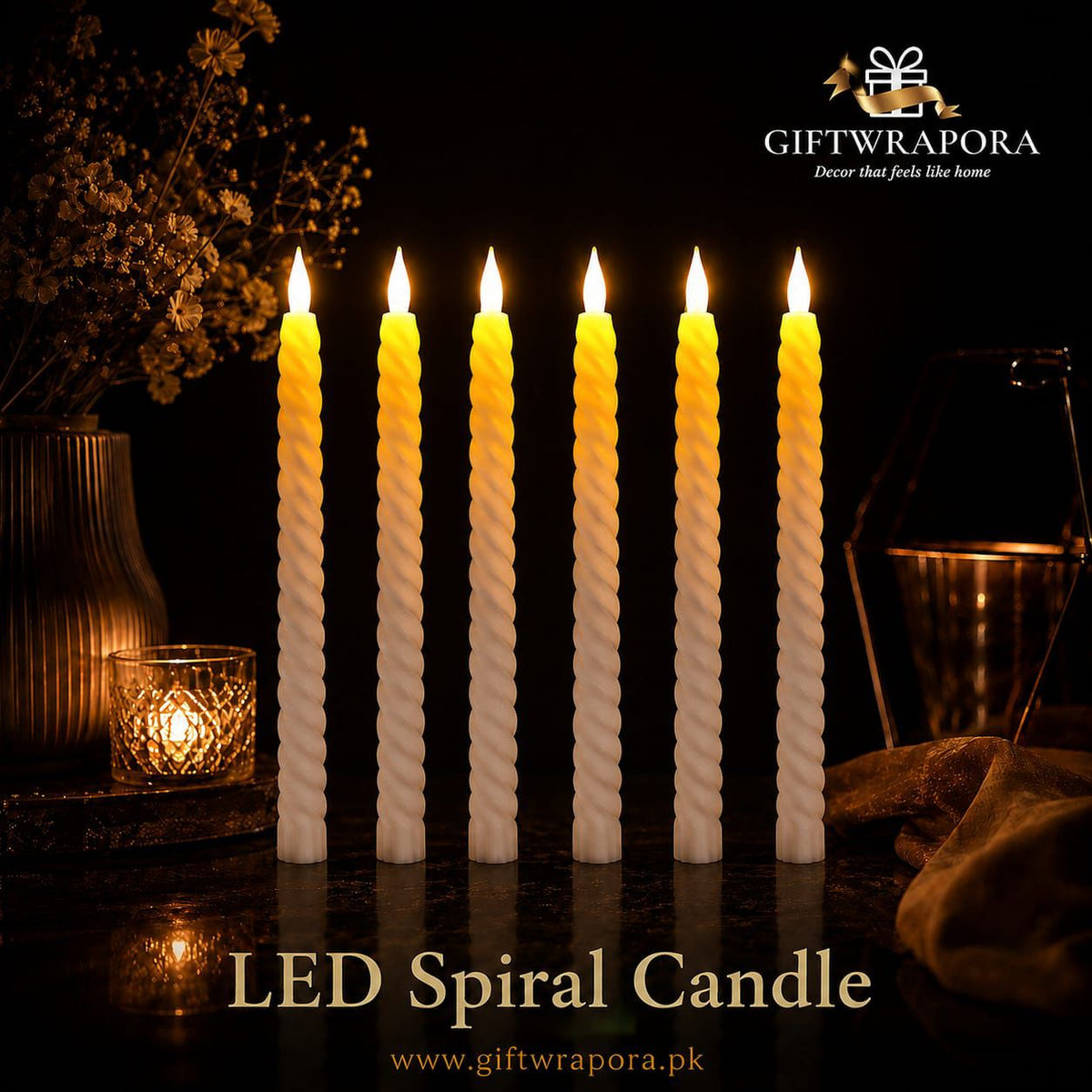 Spiral Flameless LED Taper Candles (Set of 2)