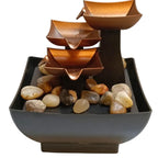 Modern 3-Tier Bronze Tabletop Water Fountain with LED Light